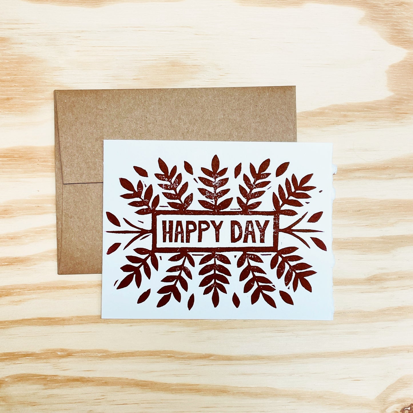 Happy Day single card - woodblock printed